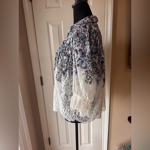 Anthropologie Victorian Sheer Lace Multicolor Blouse size small - Picture 8 of 13